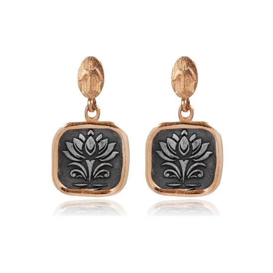 Egyptian Lotus Cluster 925 Sterling Silver Earrings