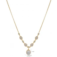 Oval And Drop CZ Shaker 925 Sterling Silver Necklace