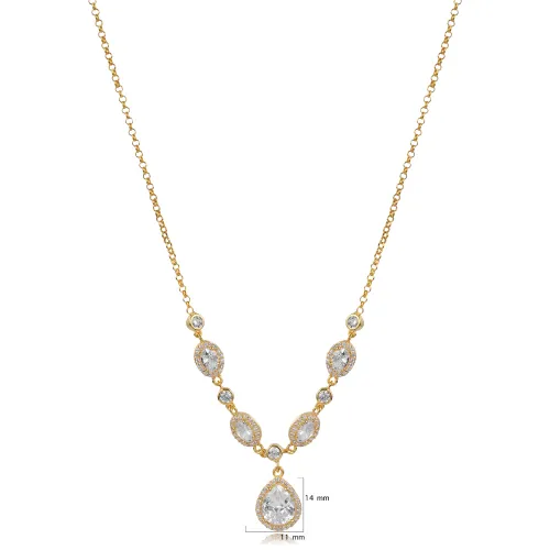 Pear And Oval CZ Shaker 925 Sterling Silver Necklace Pear And Oval CZ Shaker 925 Sterling Silver Necklace