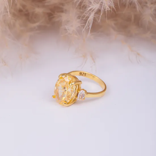 Citrine CZ Stone Oval Shape Ring Citrine CZ Stone Oval Shape Ring