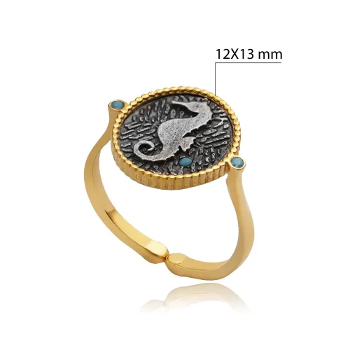Turquoise CZ Seahorse Antic 925 Sterling Silver Ring Turquoise CZ Seahorse Antic 925 Sterling Silver Ring