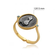 Cat Symbol Oxidized 925 Sterling Silver Ring