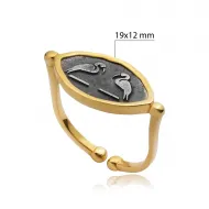 Ancient Twin Herons Symbol 925 Sterling Silver Ring