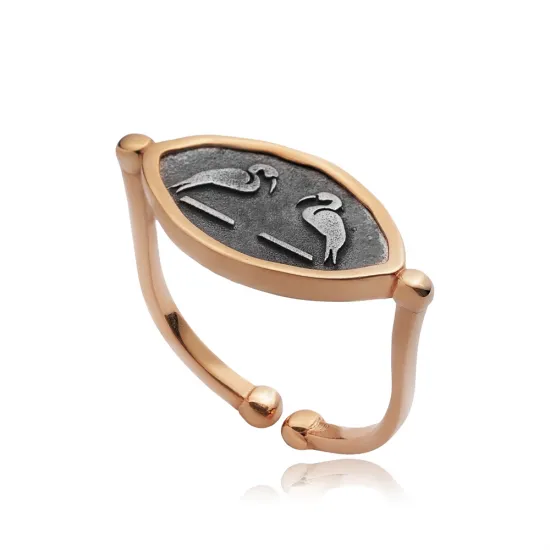 Ancient Twin Herons Symbol 925 Sterling Silver Ring Ancient Twin Herons Symbol 925 Sterling Silver Ring