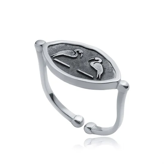Ancient Twin Herons Symbol 925 Sterling Silver Ring Ancient Twin Herons Symbol 925 Sterling Silver Ring