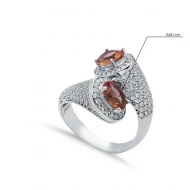 Double Side Oval Stony Cluster Zultanite Silver Ring