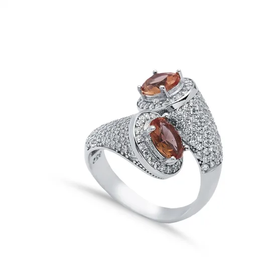 Double Side Oval Stony Cluster Silver Zultanite Ring Double Side Oval Stony Cluster Silver Zultanite Ring