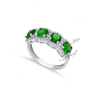 Emerald CZ Five Round 925 Sterling Silver Ring