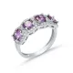 Five Amethyst CZ Round 925 Sterling Silver Ring