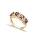 Five Amethyst CZ Round 925 Sterling Silver Ring