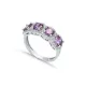 Five Amethyst CZ Round 925 Sterling Silver Ring