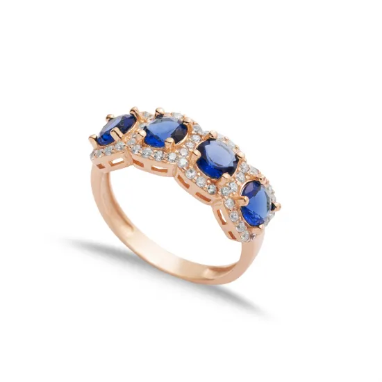 Sapphire CZ Five Round 925 Sterling Silver Ring