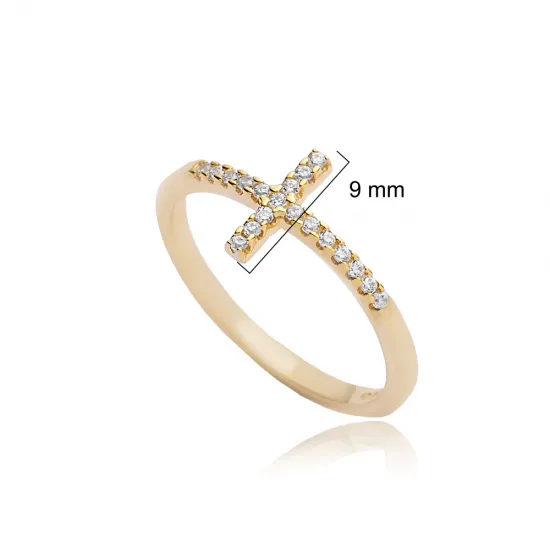 Cross CZ Cluster 925 Sterling Silver Ring
