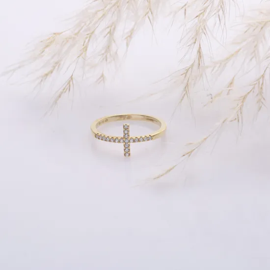 Cross CZ Cluster 925 Sterling Silver Ring