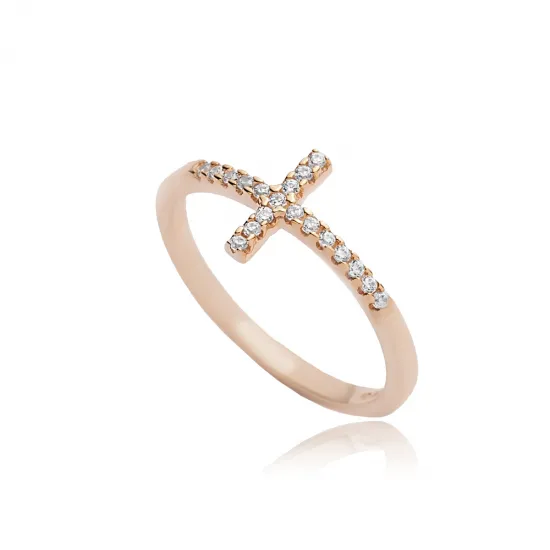 Cross CZ Cluster 925 Sterling Silver Ring