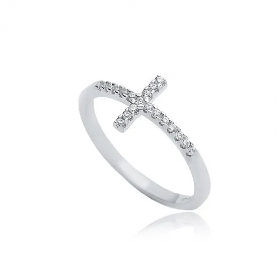 Cross CZ Cluster 925 Sterling Silver Ring