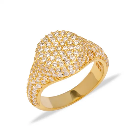 Shiny CZ Round Style Knuckle Joint Sterling Silver Ring
