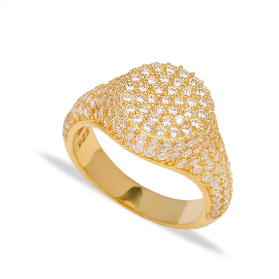 Shiny CZ Round Style Knuckle Joint Sterling Silver Ring
