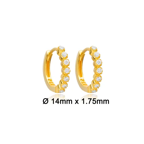 Fine 14mm CZ Detailed 925 Sterling Silver Earrings