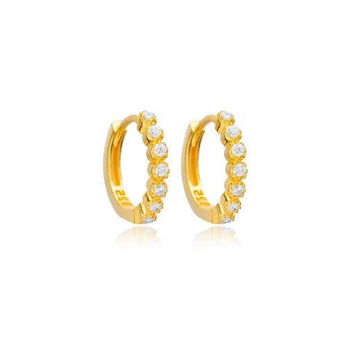 Fine 14mm CZ Detailed 925 Sterling Silver Earrings