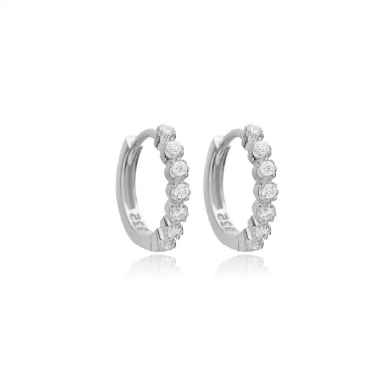 Fine 14mm CZ Detailed 925 Sterling Silver Earrings Fine 14mm CZ Detailed 925 Sterling Silver Earrings