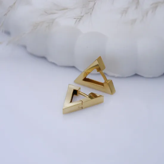 Minimalist Plain Triangle Shape Silver Hoop Earrings Minimalist Plain Triangle Shape Silver Hoop Earrings