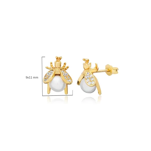 Cute Bee CZ 925 Sterling Silver Earrings