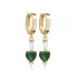 Emerald CZ Heart Turkish Handmade 925 Silver Dangle Earrings