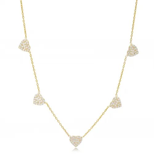 Elegant Heart Design Zircon Stone Shaker Necklace Turkish Handcrafted Wholesale 925 Sterling Silver Jewelry