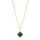 Clover Malachite With CZ 925 Sterling Silver Necklace | 925 Sterling Silver Wholesale | Sade Silver Clover Malachite With CZ 925 Sterling Silver Necklace - Sade 925 Silver Jewelry