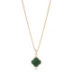 Clover Malachite With CZ 925 Sterling Silver Necklace | 925 Sterling Silver Wholesale | Sade Silver Clover Malachite With CZ 925 Sterling Silver Necklace - Sade 925 Silver Jewelry