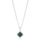 Clover Malachite With CZ 925 Sterling Silver Necklace | 925 Sterling Silver Wholesale | Sade Silver Clover Malachite With CZ 925 Sterling Silver Necklace - Sade 925 Silver Jewelry