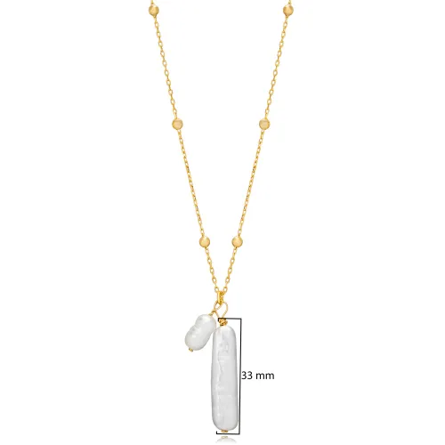 Natural Pearl Ball Chain 925 Sterling Silver Necklace