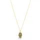 Black CZ Stone Hamsa Charm Silver Necklace Black CZ Stone Hamsa Charm Silver Necklace