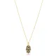 Black CZ Stone Hamsa Charm Silver Necklace Black CZ Stone Hamsa Charm Silver Necklace