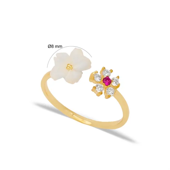 Tiny CZ Flower Adjustable 925 Sterling Silver Ring