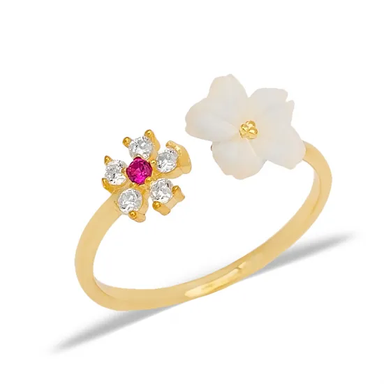 Tiny CZ Flower Adjustable 925 Sterling Silver Ring