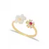 Tiny CZ Flower Adjustable 925 Sterling Silver Ring