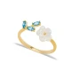 Dainty Aquamarine Flower Adjustable Women Silver Ring