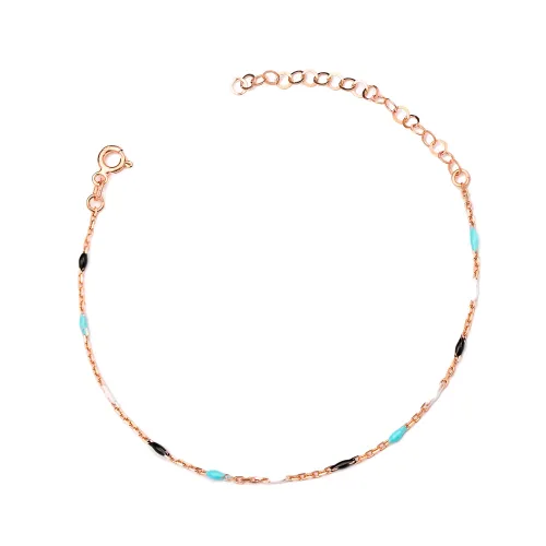 Colorful Enamel Chain 925 Sterling Silver Anklet