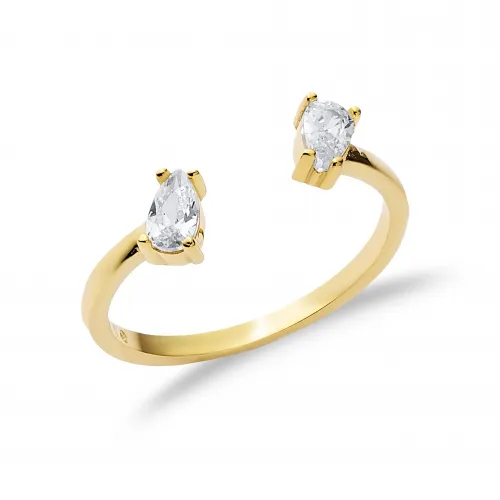 Double Drop CZ Silver Adjustable Ring Double Drop CZ Silver Adjustable Ring