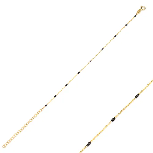 Black Enamel Chain 925 Sterling Silver Bracelet