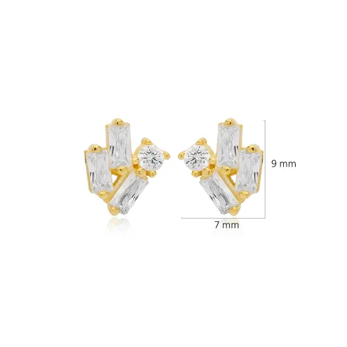Minimalist CZ Baguette 925 Sterling Silver Earrings