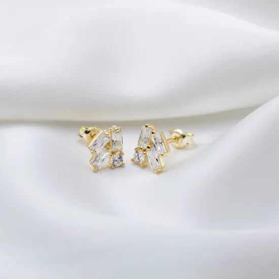 Minimalist CZ Baguette 925 Sterling Silver Earrings Minimalist CZ Baguette 925 Sterling Silver Earrings