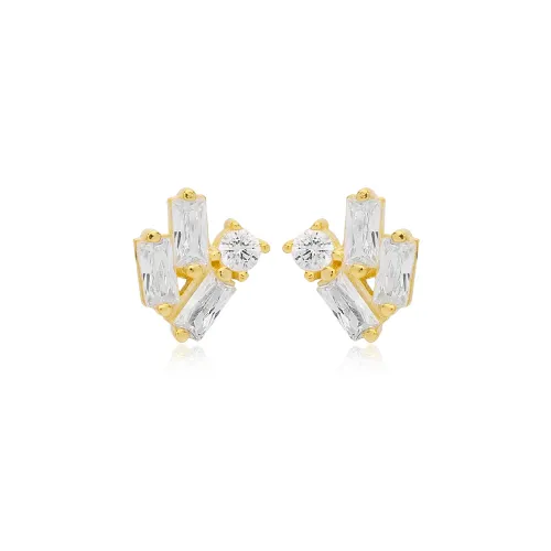 Minimalist CZ Baguette 925 Sterling Silver Earrings
