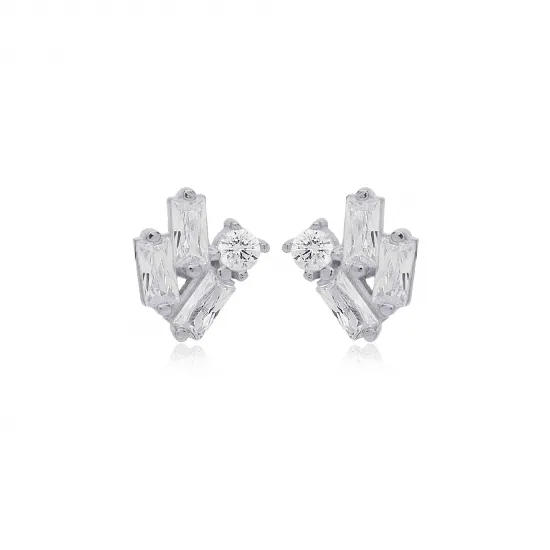 Minimalist CZ Baguette 925 Sterling Silver Earrings Minimalist CZ Baguette 925 Sterling Silver Earrings