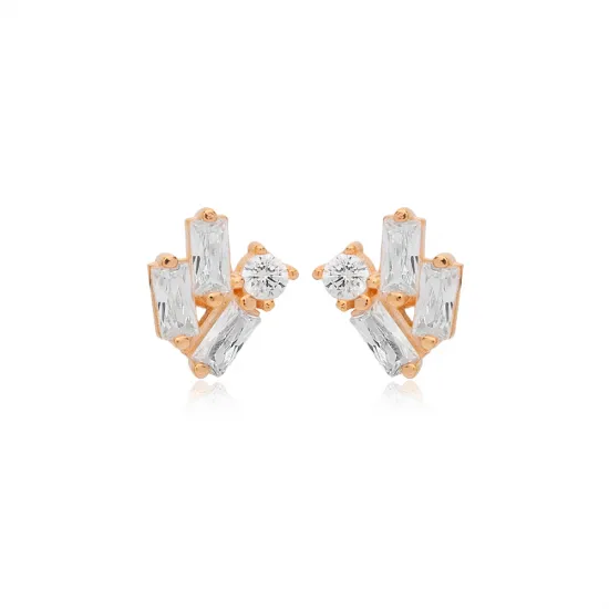 Minimalist CZ Baguette 925 Sterling Silver Earrings Minimalist CZ Baguette 925 Sterling Silver Earrings