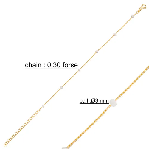 Chain White Beaded Enamel 925 Sterling Silver Bracelet