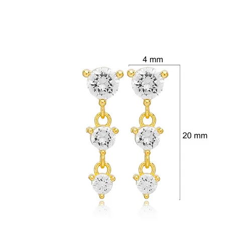 Dainty Three Long 925 Sterling Silver Earrings
