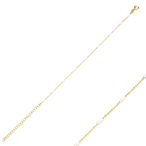 White Enamel Chain 925 Sterling Silver Bracelet